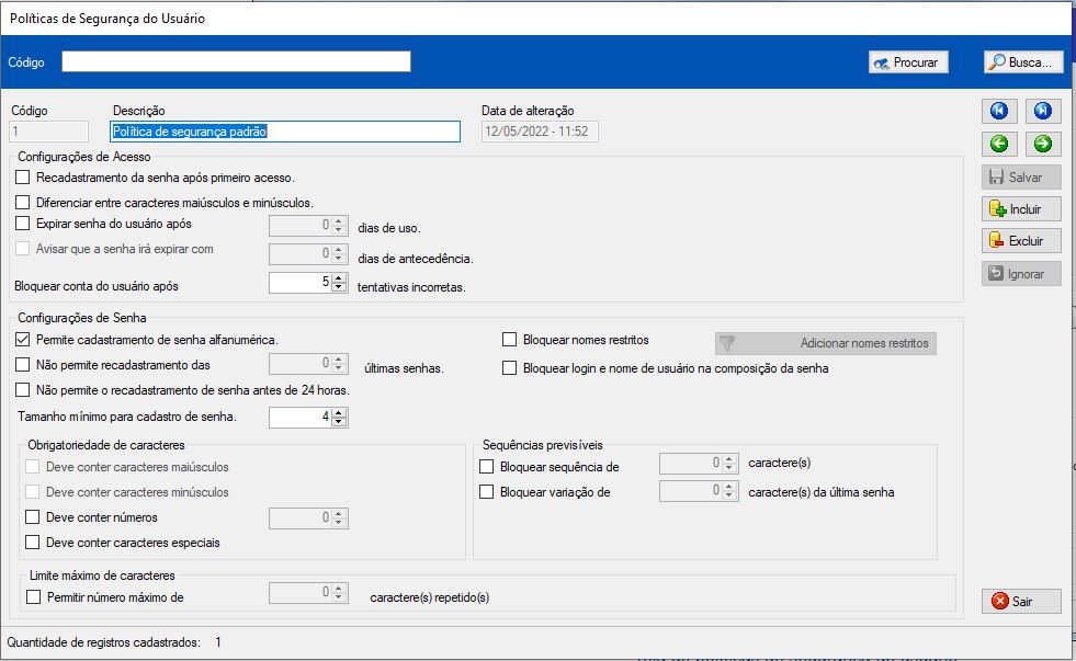 Controle de Acesso e Pol ticas de Senha do MGV7